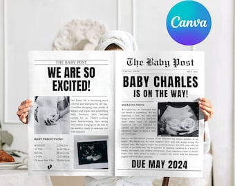 新聞向け妊娠発表テンプレート｜Canva編集可能（デジタルダウンロード）