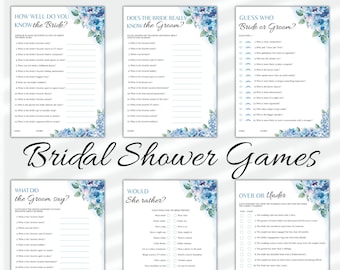 Blue Bridal Shower Games, Floral Bridal Shower Games Bundle, Funny Bridal Shower Games, Printable Bridal Shower Games, Editable Templates