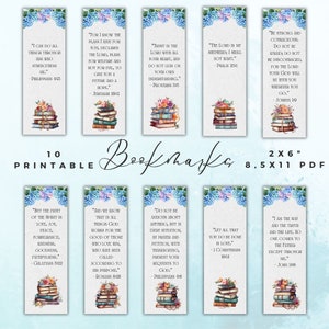 Printable Scripture Bookmarks | Bible Verse Bookmark | Christian Bookmark | Scripture Gift |Set of 10 | Instant Download | Bible Verse Cards