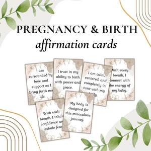 Birth Affirmation Cards | Printable Pregnancy Affirmation Cards - Gift for New Moms | Positive  Daily Affirmation Cards | Baby Shower Gift