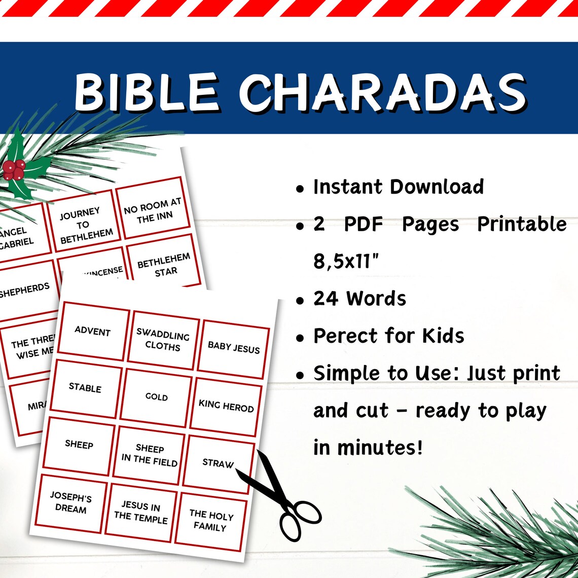 Bible Charadas Printable Nativity Story Charadas Instant Download ...