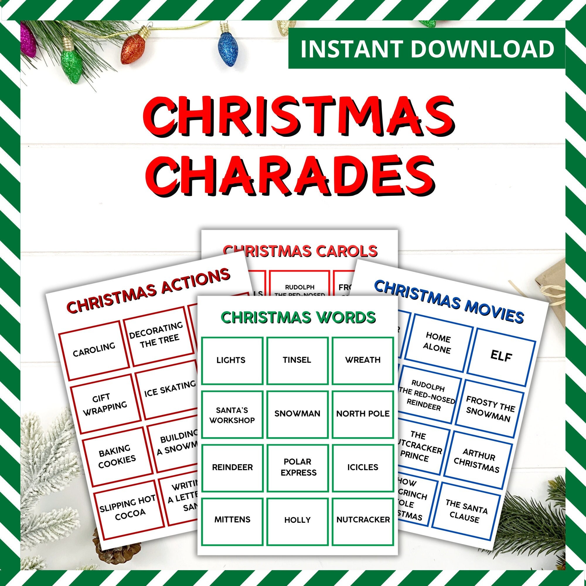 Christmas Charades Game | Printable Holiday Party Fun (PDF) - Etsy