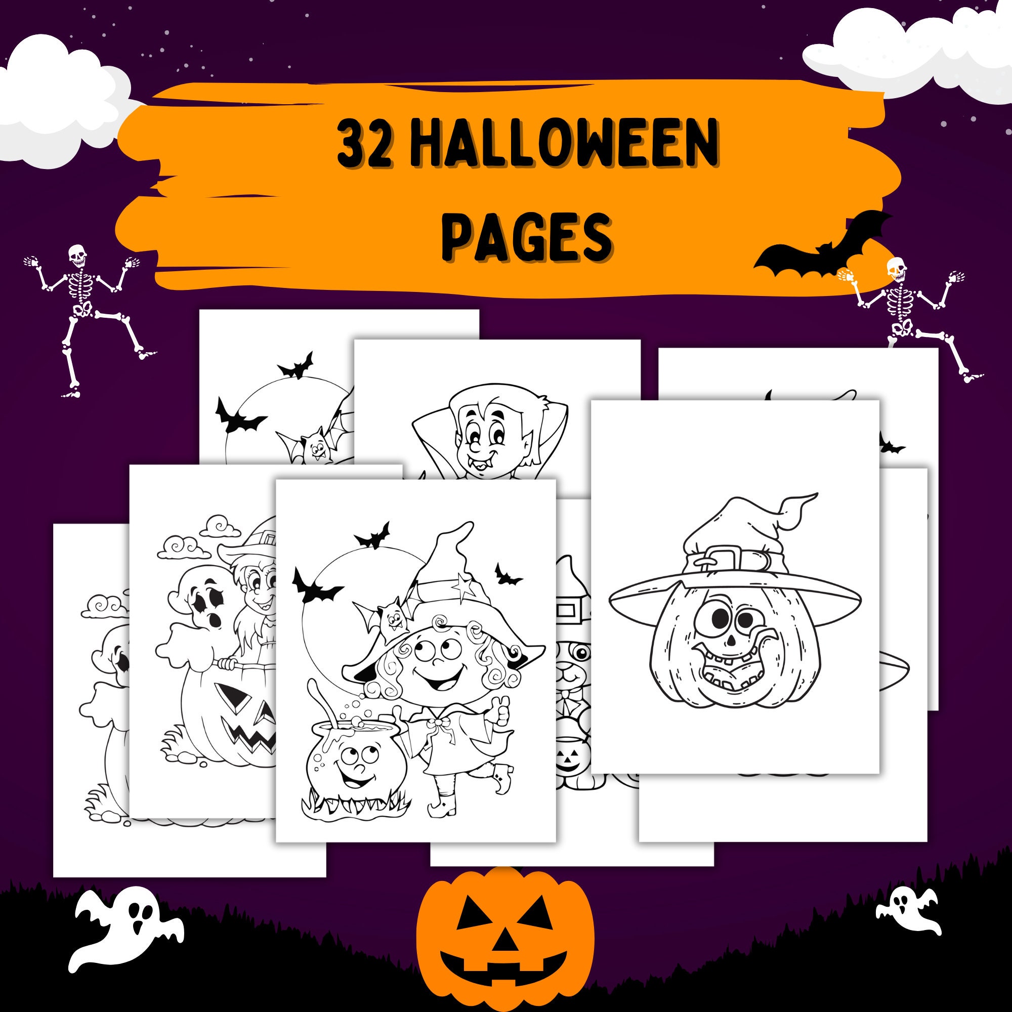 Halloween Coloring Pages for Kids Printable Halloween - Etsy