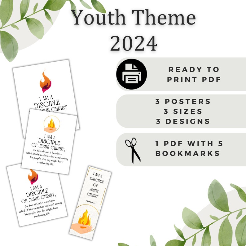 2024 LDS Youth Theme Printable Posters I Am a Disciple of Jesus Christ