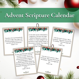 Advent Scripture Calendar, Printable Nativity Calendar - Advent Cards, Christmas Countdown Calendar, Bible Verses Printable Scripture Cards