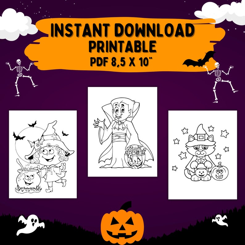 Halloween Coloring Pages for Kids Printable Halloween - Etsy