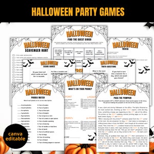 Printable Halloween Game Bundle, Halloween Party Game, Halloween Trivia, Pass the Pumpkin, Halloween Activities, Halloween Office Party Game