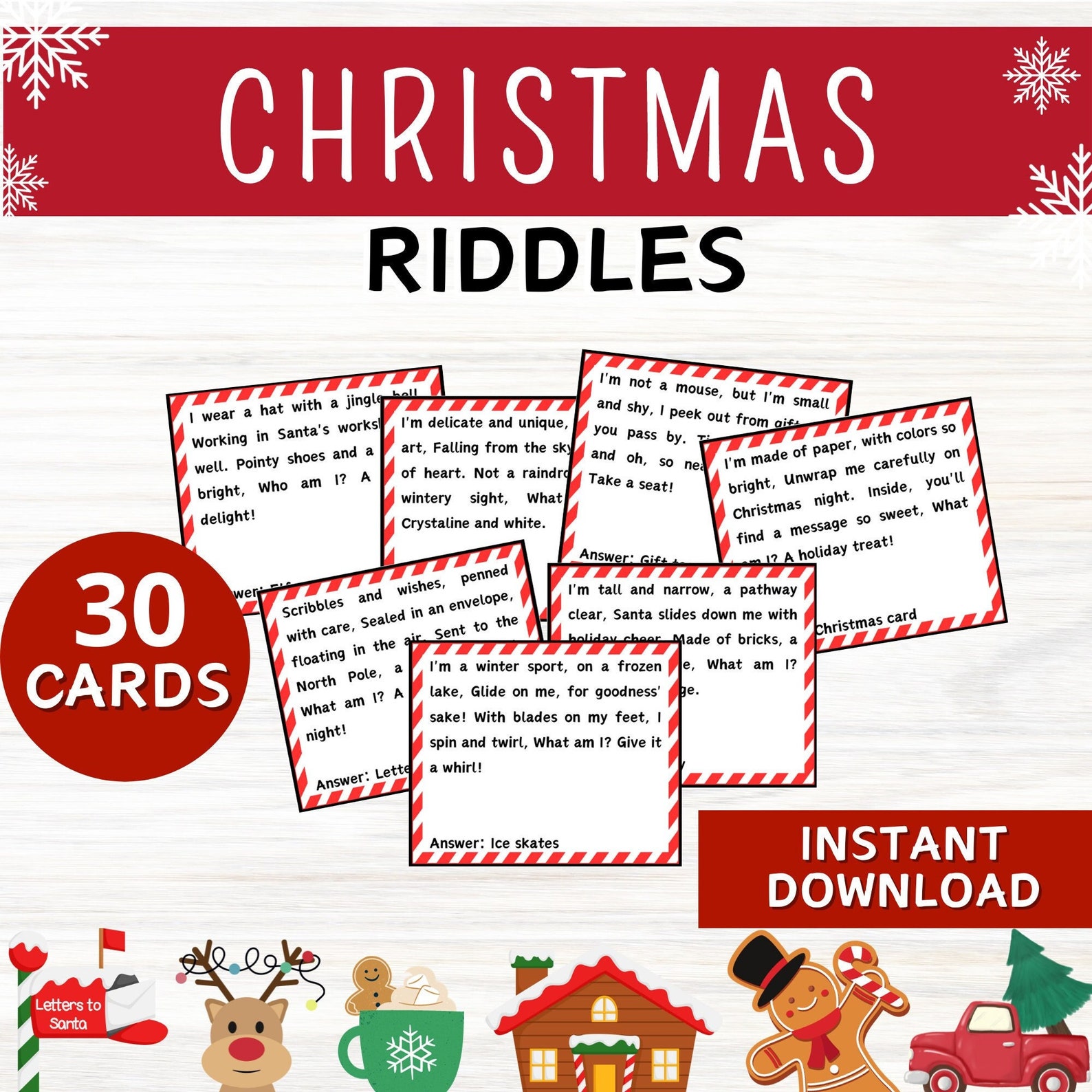 Christmas Riddles for Kids Printable Christmas Party Game Christmas