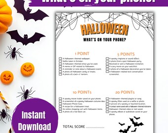 Halloween What's On Your Phone Game, Halloween Office Party Game, Halloween Printable, Halloween Activities, Fun Halloween Games for Teens