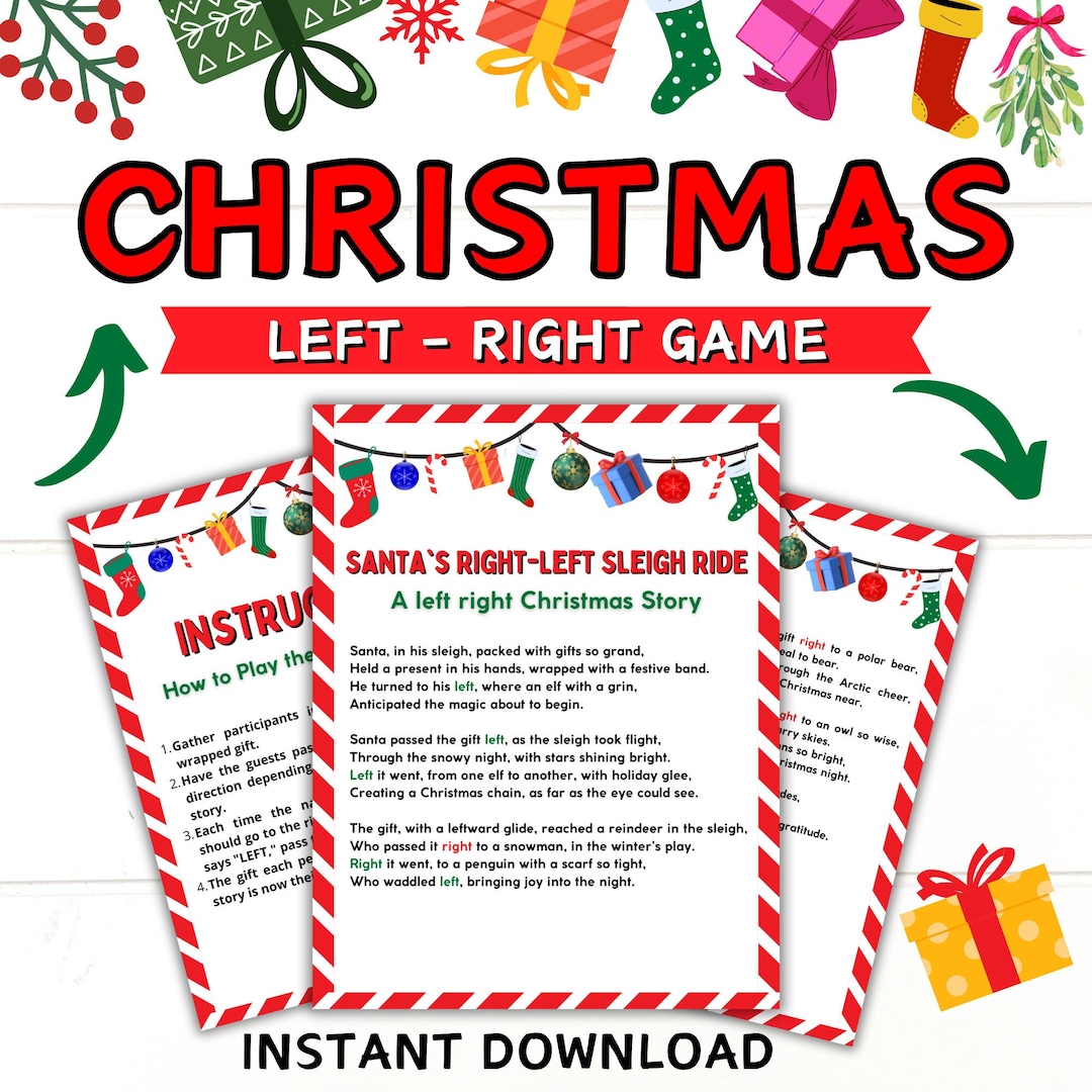 Left Right Christmas Game | Printable Christmas Games | Left Rifgt ...