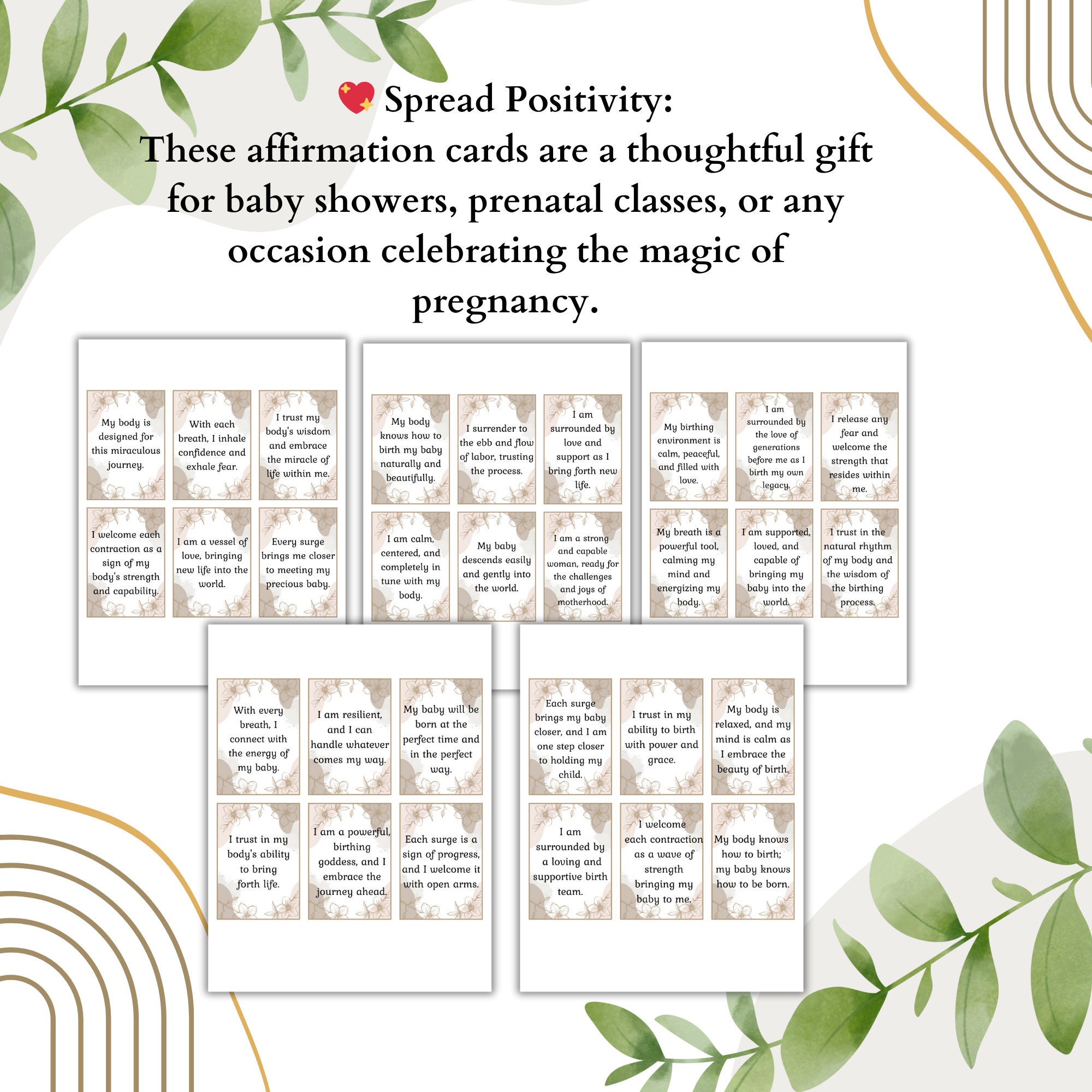 Birth Affirmation Cards Printable Pregnancy Affirmation - Etsy