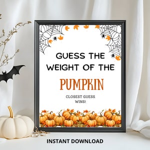 Halloween Pumpkin Weight Game, Printable Party Activity (Instant Download)