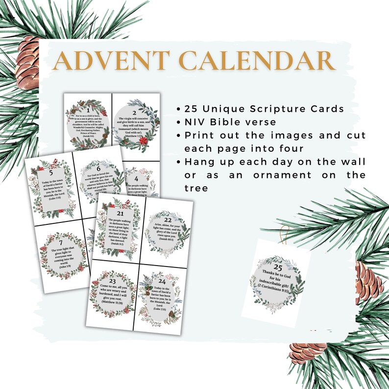 Advent Scripture Cards Nativity Christmas Calendar Advent Wreath ...