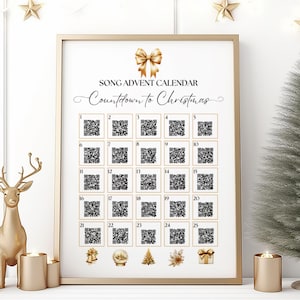 Personalized Christmas Advent Calendar, Christmas Songs Playlist, Christmas Countdown Calendar, Spotify QR Code, Printable Advent Calendar
