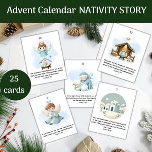 Tarjetas con versículos bíblicos del Calendario de Adviento de la Natividad para niños (para imprimir)