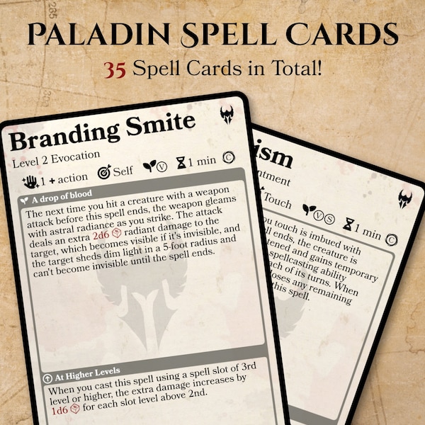 Paladin DnD Spell Card Pack - Digitale download | D&D Spell Cards, DnD Magic Spell Cards, DnD Present, DnD Kerstcadeau