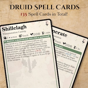 DnD 5e Druid Spell Card Pack: digitale download | D&D-spreukkaarten, DnD-spreukkaarten, DnD-cadeau, DnD-kerstcadeau