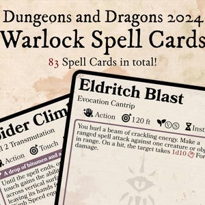 Paquete de cartas de hechizo de brujo DnD 2024 - Descarga digital // Un DnD, Nuevo D&D, DnD, 5.5e, Cartas mágicas, Hechizos, TTRPG, Regalo navideño