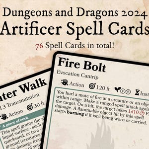 Artificier D&D 2024 Spell Card Pack - Téléchargement numérique//Un D&D, nouveau D&D, D&D, 5.5e, cartes magiques, sorts, TTRPG, cadeau de vacances