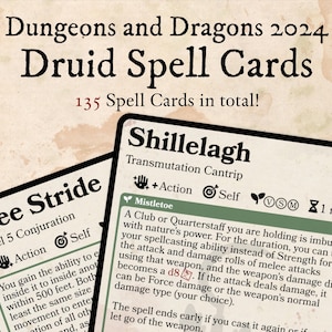 D&D 2024 Druide Spell Card Pack - Téléchargement numérique // Un D&D, nouveau D&D, D&D, 5.5e, cartes magiques, sorts, TTRPG, cadeau de vacances