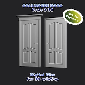 Puerta interior para casa de muñecas (STL y 3MF, escala 1:12) / Puertas con apertura izquierda y derecha / 2 estilos de marco / Juego de puertas en miniatura para impresión 3D