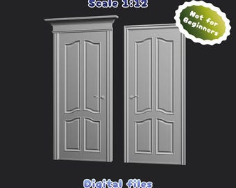 Dollhouse Interior Door STL and 3MF 1:12 Scale | Left & Right Opening Doors | 2 Door Casing Styles | Miniature Door Set for 3D Printing