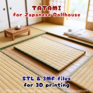 日本のドールハウス用畳 STL & 3MF ファイル 3D プリント用 • 1/12 および 1/16 スケール • ミニチュア フロアマット