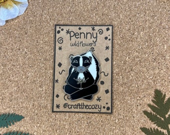 Penny- Cozy Skunk Friend Picking Wildflowers