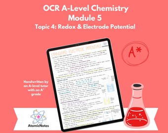 OCR A Level Chemistry Module 5 Topic 4: Redox & Electrode potential notes by AtomicNotes