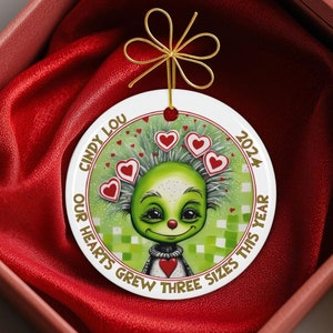 Baby Grinch Ornament, Personalized New Baby Gift for Christmas