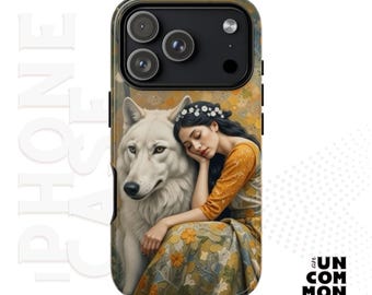 Fantasy Wolf Phone Case, Artistic Woman and Wolf iPhone Cover | An Uncommon Day