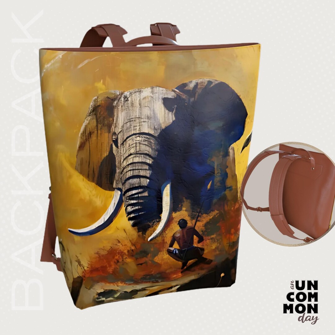 Artisan Jute Leather Bag Packpack Bohemian Elephan INDIE BOHO HIPPY BACKPACK BAG HIPPIE BEACH ELEPHANT SHOULDER  main image 2