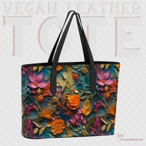 Tote Bag Aesthetic - Shoulder Bag - Faux Leather Handbag