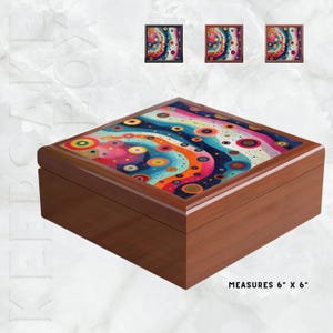 Abstract Stash Box, Mid Century Modern Art Box, Colorful Keepsake Box, Modern Trinket Storage, Secret Treasure Box, Decorative Gift Box, MCM