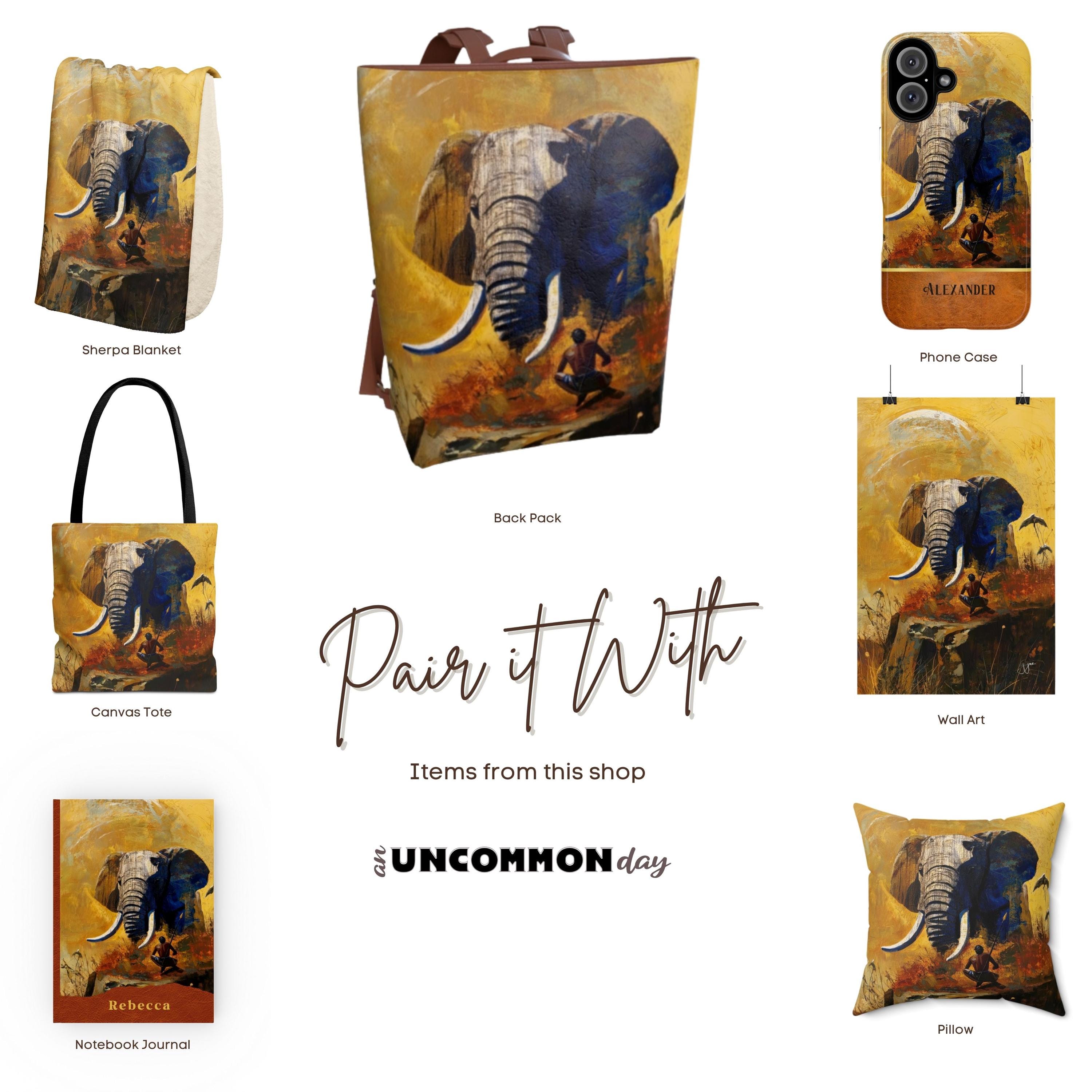 Artisan Jute Leather Bag Packpack Bohemian Elephan Bohemian Elephant Jute Bag – AlisterArtworks main image 2
