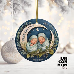 Twin Baby Gift, Personalized Christmas Ornament for Twin Babies