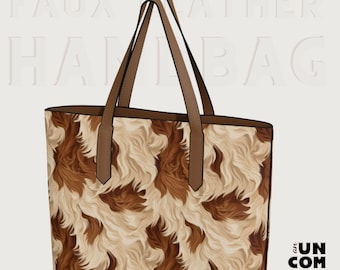 Cow Print Vegan Leather Tote Bag, Western Style Shoulder Bag