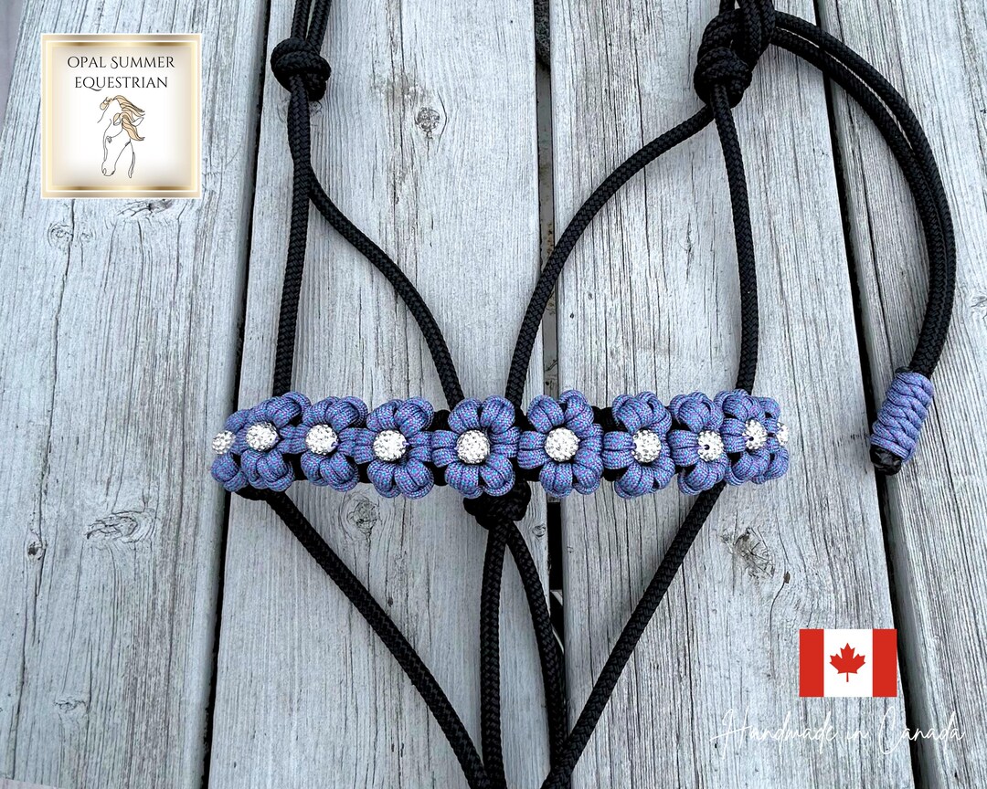 Lavender Bling Flower Rope Halter - Etsy