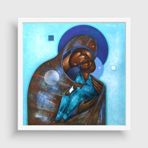 Eleusa, Theotokos, Mother of God, framed canvas print, contemporary icon