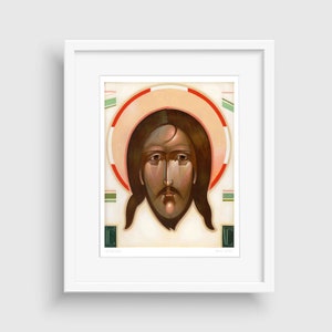 Mandylion icon, Jesus portrait, modern christian art, orthodox contemporary icon, Fine Art Print - Limited Edition XS