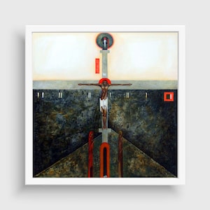 Crucifixion of Jesus Christ, framed canvas print, Greta Leśko, modern icon