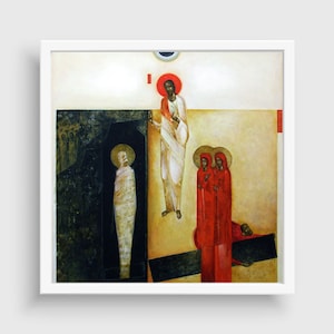 Resurrection of Lazarus, framed canvas print, modern icon