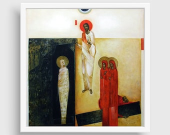 Resurrection of Lazarus, framed canvas print, modern icon