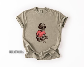 Skeleton Gamer Halloween Gender-Neutral Comfort Colors 1717 Shirt