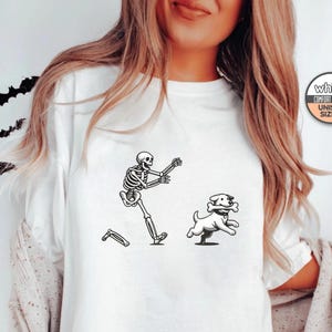 Skeleton Chasing Dog Funny Halloween Gender-Neutral Comfort Colors 1717 Shirt