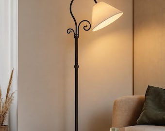 Lampadaire en fer forgé | Design artisanal espagnol | Coin lecture rustique | Luminaire vintage