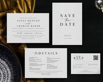 Stylish Typographic Wedding Invitation Template Bundle