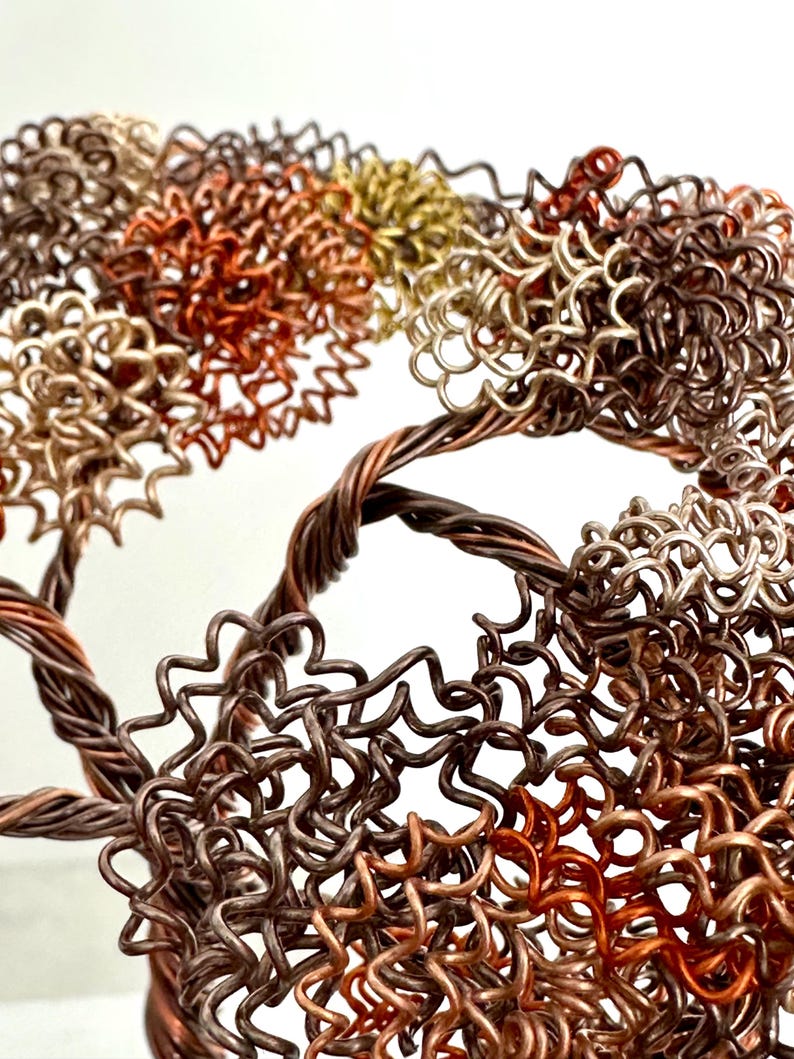 Hand Twisted Wire Bonsai Tree: Bronze, Rust, Gold & Copper on Black ...