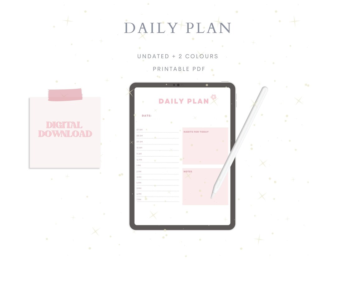 Daily Planner Digital Planner Printable Planner Fillable Etsy