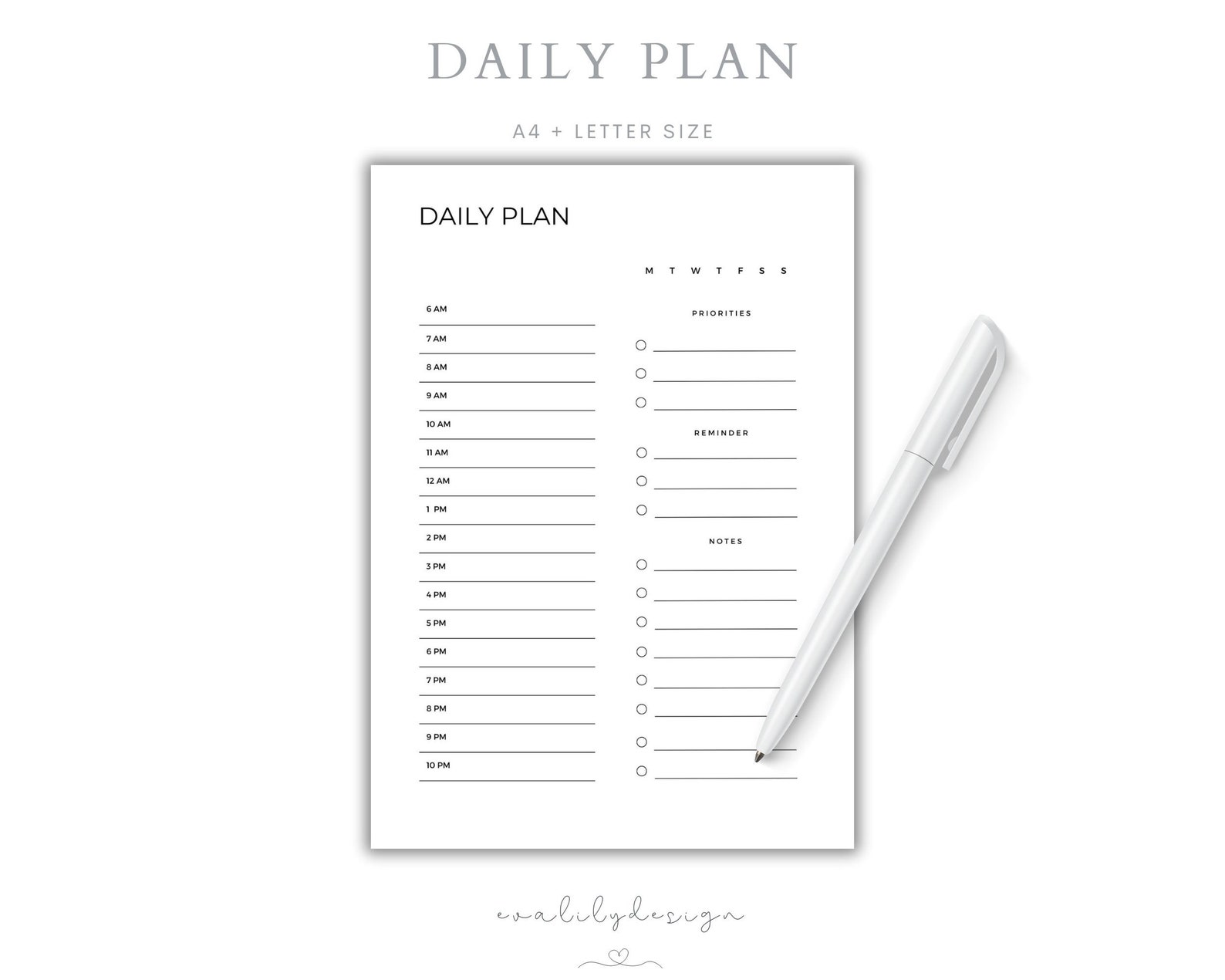 Daily Plan Template Printable Daily Planner Fillable Daily - Etsy
